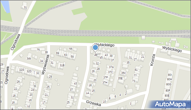 Katowice, Wybickiego Józefa, gen., 49, mapa Katowic