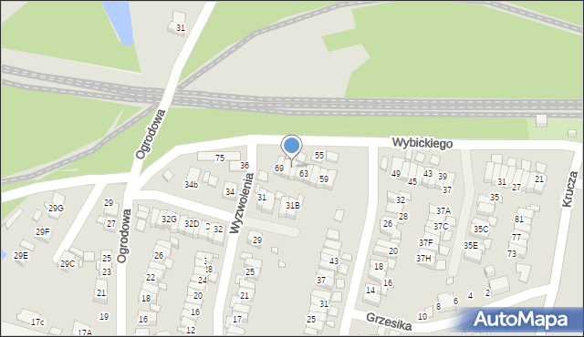Katowice, Wybickiego Józefa, gen., 67, mapa Katowic
