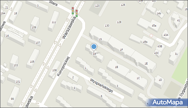 Kielce, Wyspiańskiego Stanisława, 1A, mapa Kielc