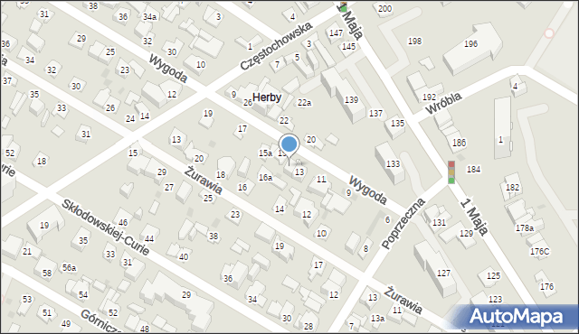 Kielce, Wygoda, 13a, mapa Kielc