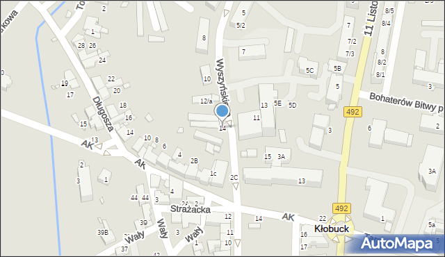 Kłobuck, Wyszyńskiego Stefana, ks. kard., 14, mapa Kłobuck