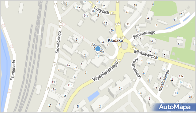 Kłodzko, Wyspiańskiego Stanisława, 1, mapa Kłodzka