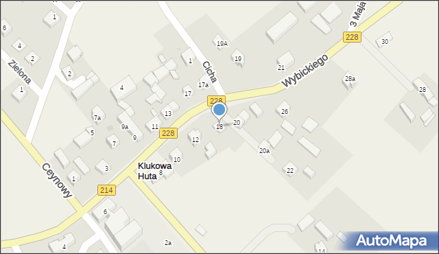 Klukowa Huta, Wybickiego Józefa, gen., 18, mapa Klukowa Huta