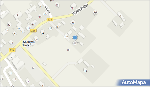 Klukowa Huta, Wybickiego Józefa, gen., 22, mapa Klukowa Huta