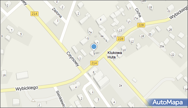 Klukowa Huta, Wybickiego Józefa, gen., 3, mapa Klukowa Huta