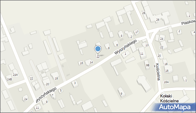 Kołaki Kościelne, Wyszyńskiego Stefana, ks. kard., 12, mapa Kołaki Kościelne