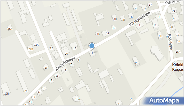 Kołaki Kościelne, Wyszyńskiego Stefana, ks. kard., 3, mapa Kołaki Kościelne