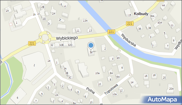 Kolbudy, Wybickiego Józefa, gen., 34, mapa Kolbudy