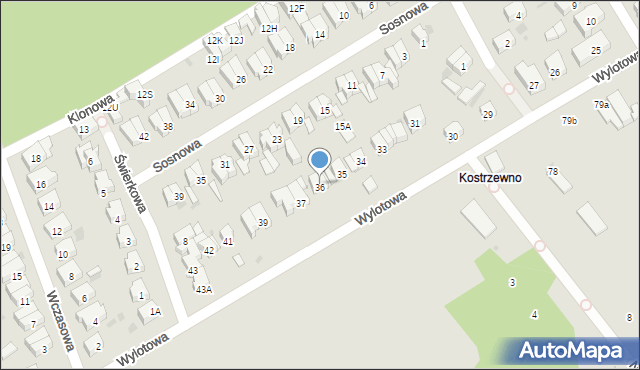 Kołobrzeg, Wylotowa, 36, mapa Kołobrzegu