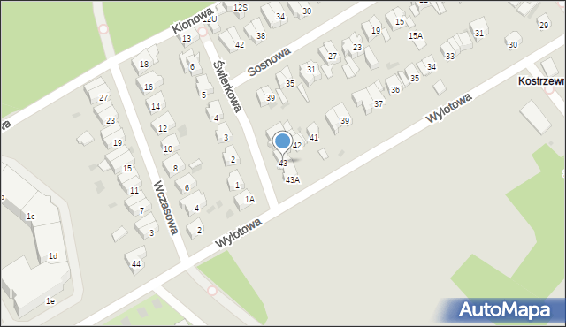 Kołobrzeg, Wylotowa, 43, mapa Kołobrzegu