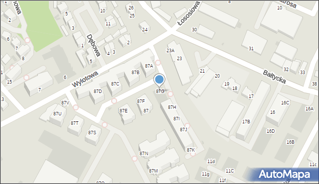 Kołobrzeg, Wylotowa, 87G, mapa Kołobrzegu