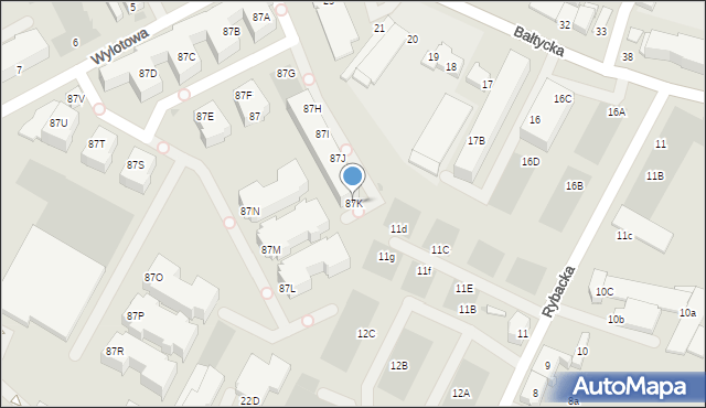 Kołobrzeg, Wylotowa, 87K, mapa Kołobrzegu