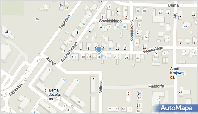 Konin, Wybickiego Józefa, gen., 16, mapa Konina