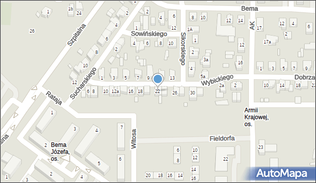 Konin, Wybickiego Józefa, gen., 22, mapa Konina