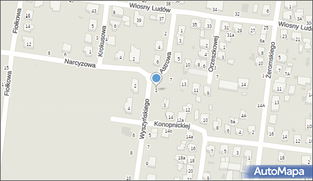 Kostrzyn, Wyszyńskiego Stefana, ks. prym. kard., 1, mapa Kostrzyn