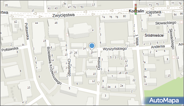 Koszalin, Wyszyńskiego Stefana, ks. kard., 17, mapa Koszalina