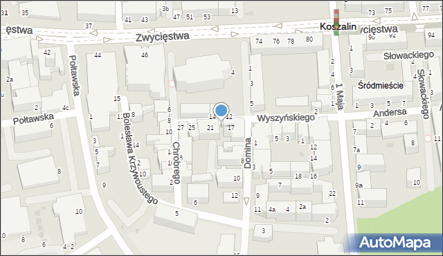 Koszalin, Wyszyńskiego Stefana, ks. kard., 19, mapa Koszalina
