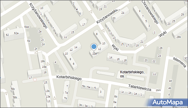 Koszalin, Wyki Kazimierza, 12a, mapa Koszalina