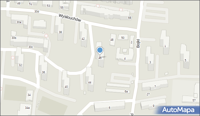 Kraków, Wysłouchów Marii i Bolesława, 46, mapa Krakowa