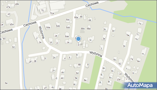 Kraków, Wyżynna, 1, mapa Krakowa