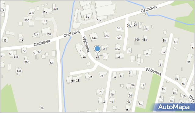 Kraków, Wyżynna, 1d, mapa Krakowa