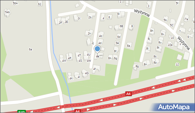 Kraków, Wyżynna, 4e, mapa Krakowa