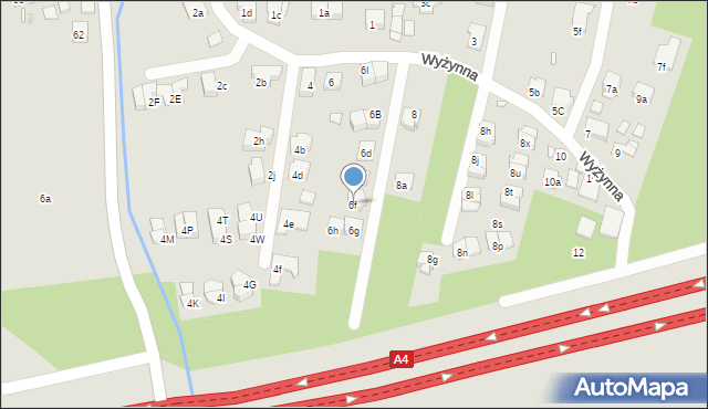 Kraków, Wyżynna, 6f, mapa Krakowa