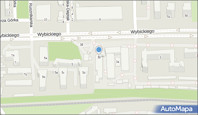 Kraków, Wybickiego Józefa, gen., 3b, mapa Krakowa