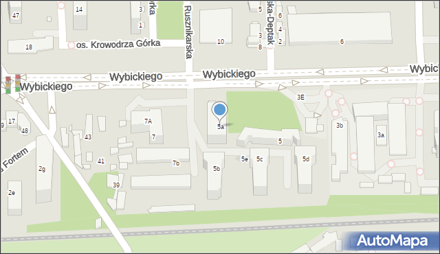 Kraków, Wybickiego Józefa, gen., 5a, mapa Krakowa
