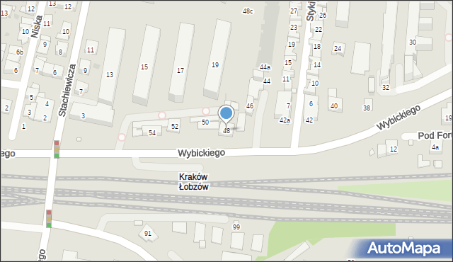 Kraków, Wybickiego Józefa, gen., 48, mapa Krakowa