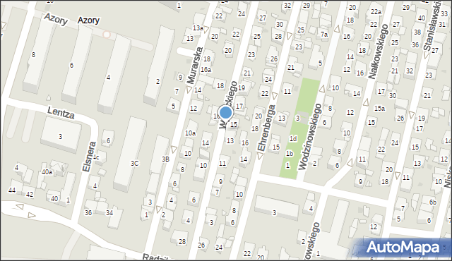 Kraków, Wysockiego Piotra, 15a, mapa Krakowa