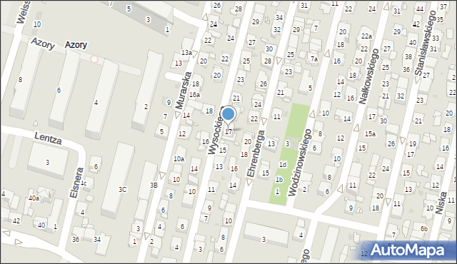 Kraków, Wysockiego Piotra, 17, mapa Krakowa