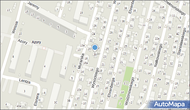 Kraków, Wysockiego Piotra, 20, mapa Krakowa