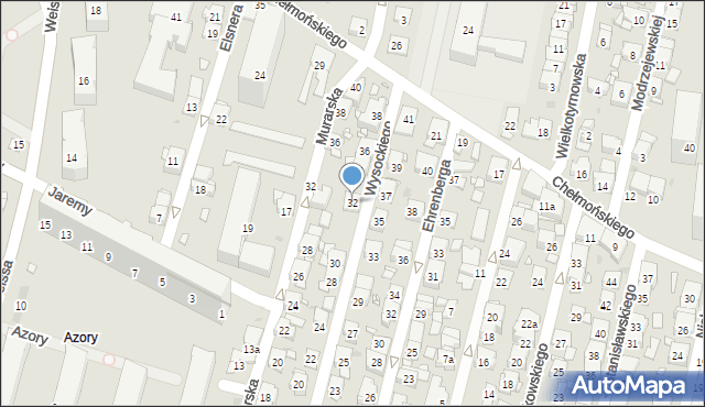 Kraków, Wysockiego Piotra, 32, mapa Krakowa