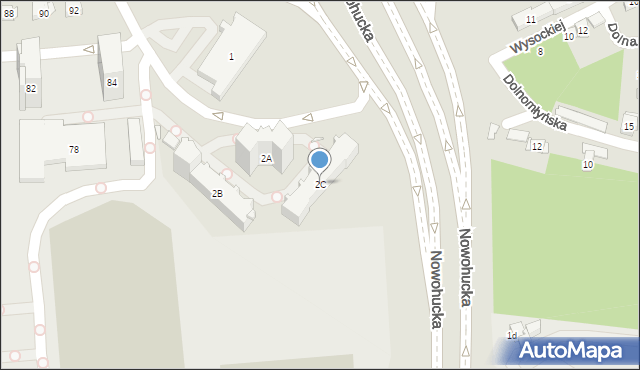 Kraków, Wysockiej Stanisławy, 2C, mapa Krakowa