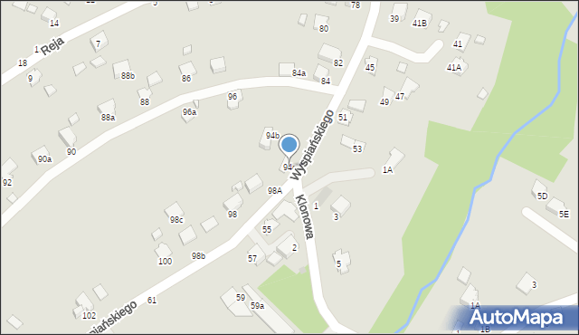 Krosno, Wyspiańskiego Stanisława, 94c, mapa Krosna