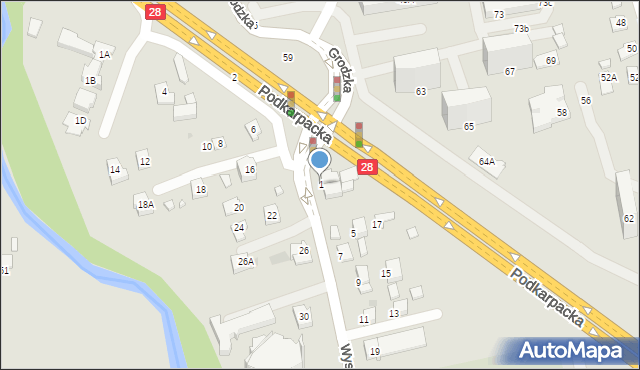 Krosno, Wyszyńskiego Stefana, ks. kard., 1, mapa Krosna