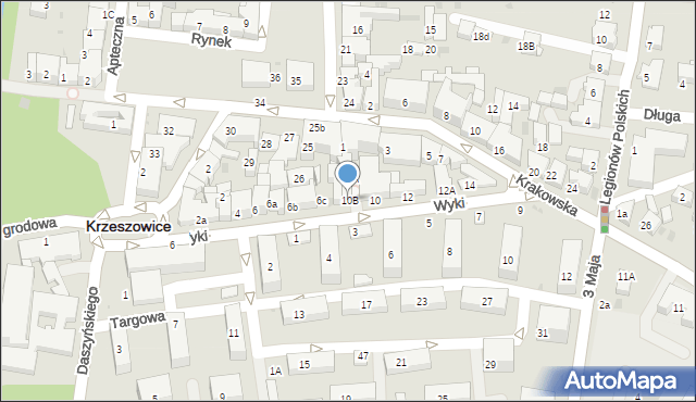 Krzeszowice, Wyki Kazimierza, 10B, mapa Krzeszowice