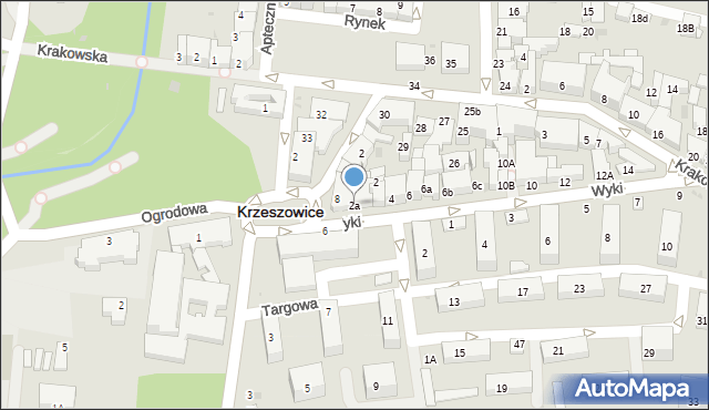 Krzeszowice, Wyki Kazimierza, 2a, mapa Krzeszowice