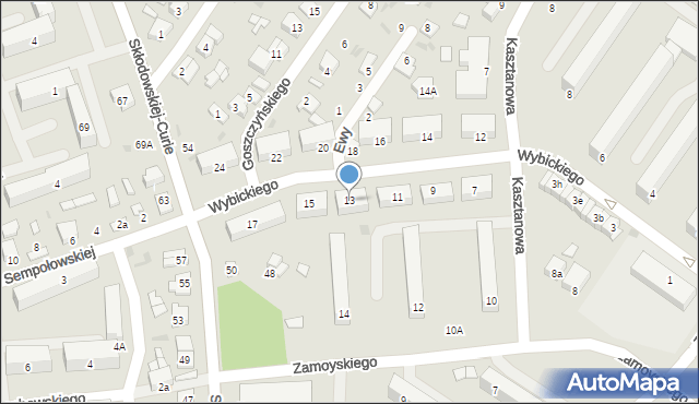 Kutno, Wybickiego Józefa, gen., 13, mapa Kutno