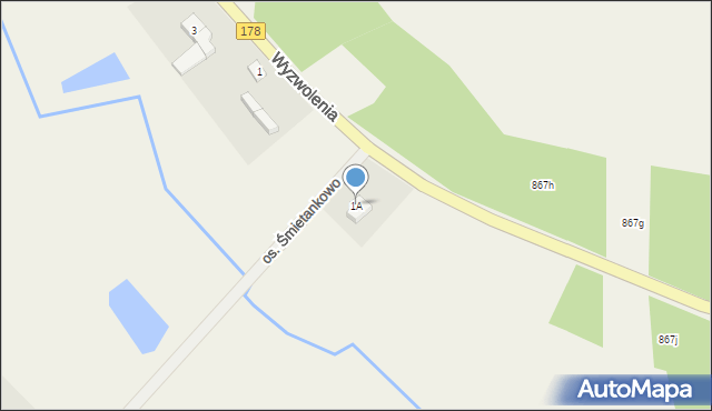 Kuźnica Czarnkowska, Wyzwolenia, 1A, mapa Kuźnica Czarnkowska