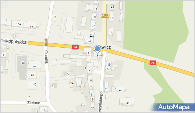 Kwilcz, Wyszyńskiego Stefana, ks. kard., 2, mapa Kwilcz