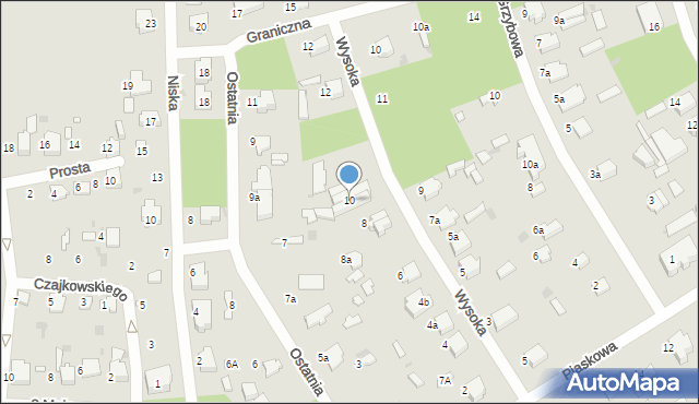 Łask, Wysoka, 10, mapa Łask