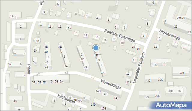 Lębork, Wysockiego Piotra, 1E, mapa Lębork