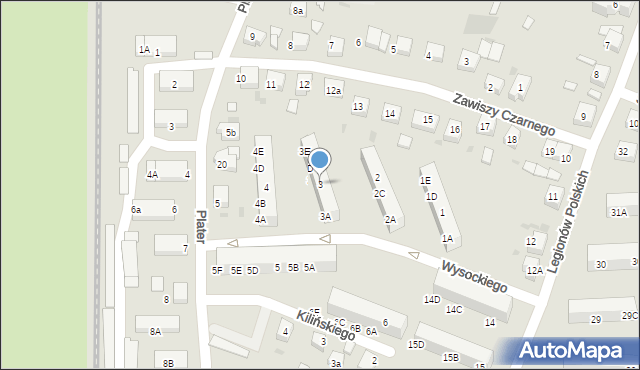 Lębork, Wysockiego Piotra, 3, mapa Lębork