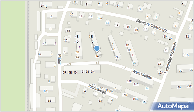 Lębork, Wysockiego Piotra, 3A, mapa Lębork