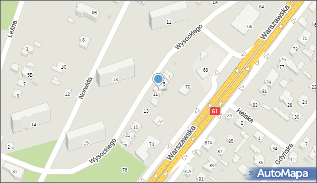 Legionowo, Wysockiego Piotra, 9, mapa Legionowo