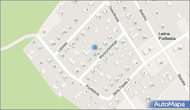 Leśna Podlaska, Wyszyńskiego Stefana, ks. kard., 10, mapa Leśna Podlaska