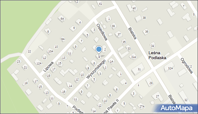 Leśna Podlaska, Wyszyńskiego Stefana, ks. kard., 4, mapa Leśna Podlaska