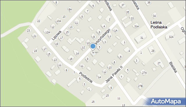 Leśna Podlaska, Wyszyńskiego Stefana, ks. kard., 7, mapa Leśna Podlaska